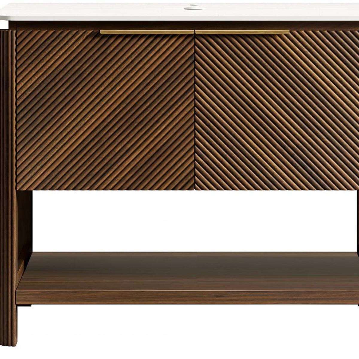 36" Brown Wood Freestanding Double Door Bathroom Vanity - HomeRoots - Flyclothing LLC