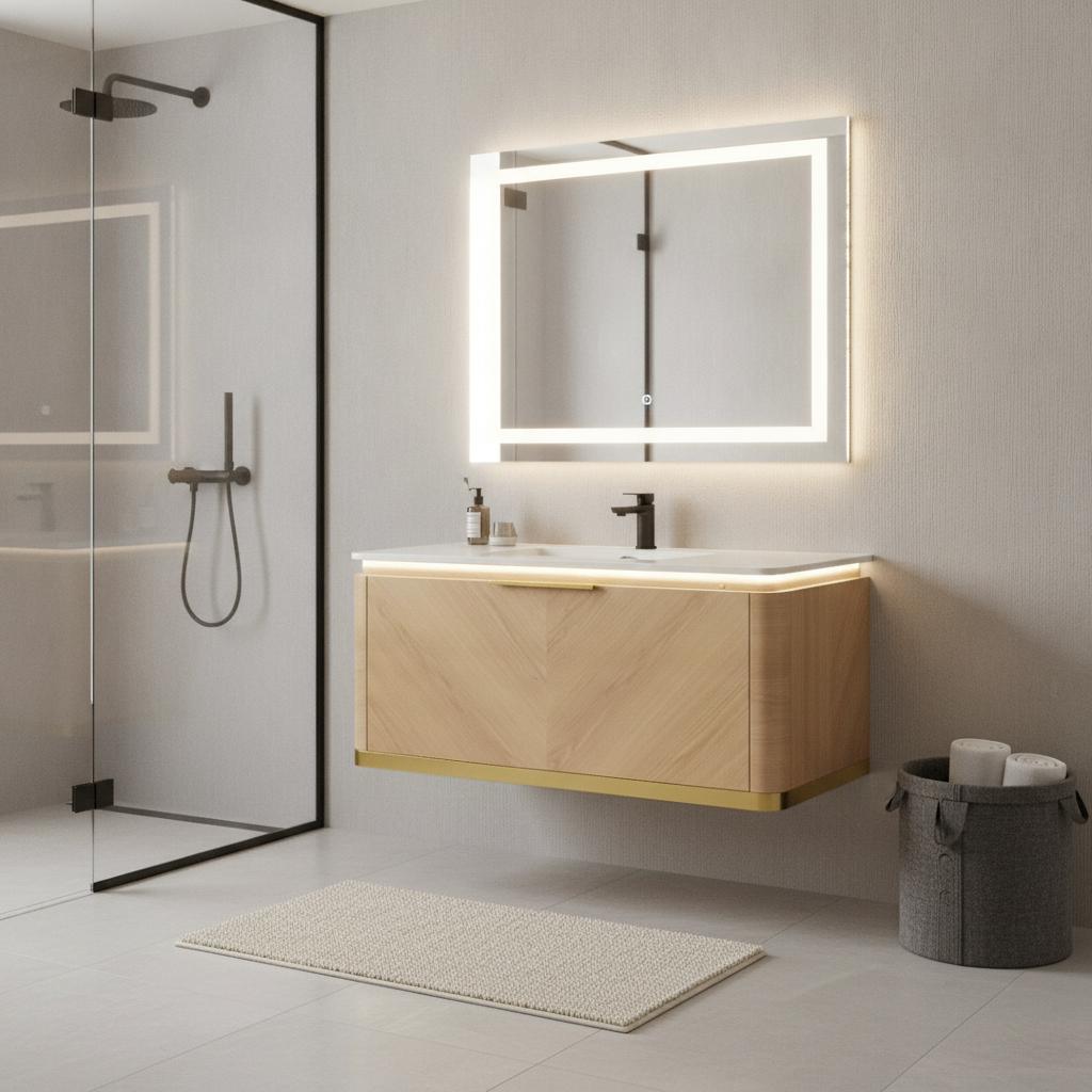 36" Brown Wood Floating Bathroom Vanity - HomeRoots - Flyclothing LLC