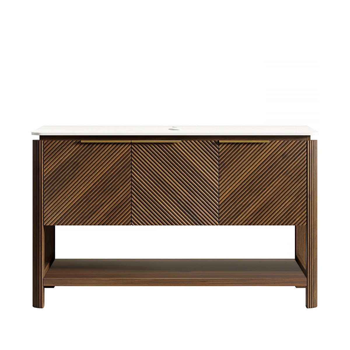 48" Brown Wood Freestanding Three Door Bathroom Vanity - HomeRoots - Flyclothing LLC
