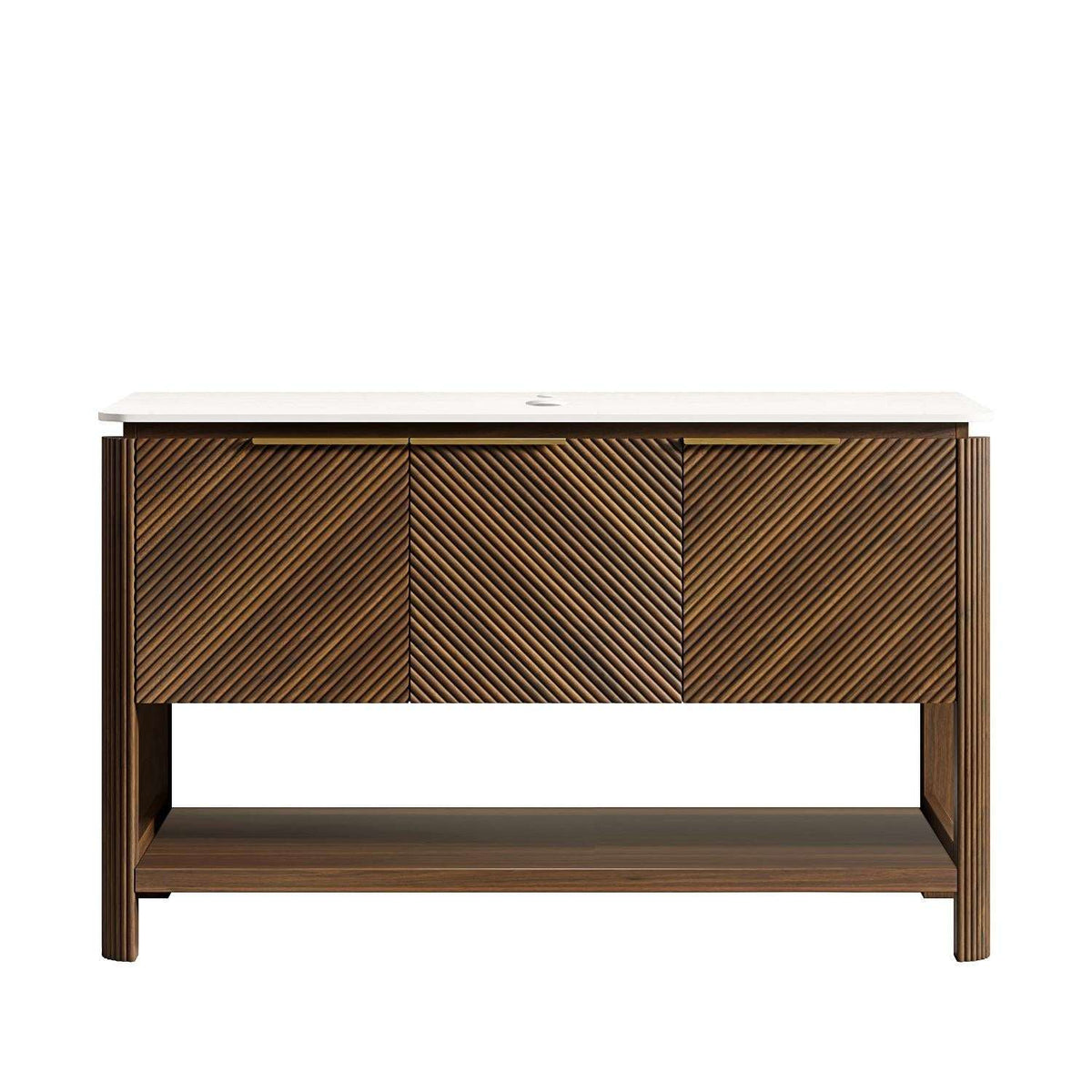 48" Brown Wood Freestanding Three Door Bathroom Vanity - HomeRoots - Flyclothing LLC