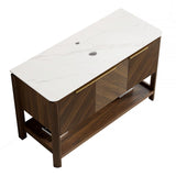 48" Brown Wood Freestanding Three Door Bathroom Vanity - HomeRoots - Flyclothing LLC