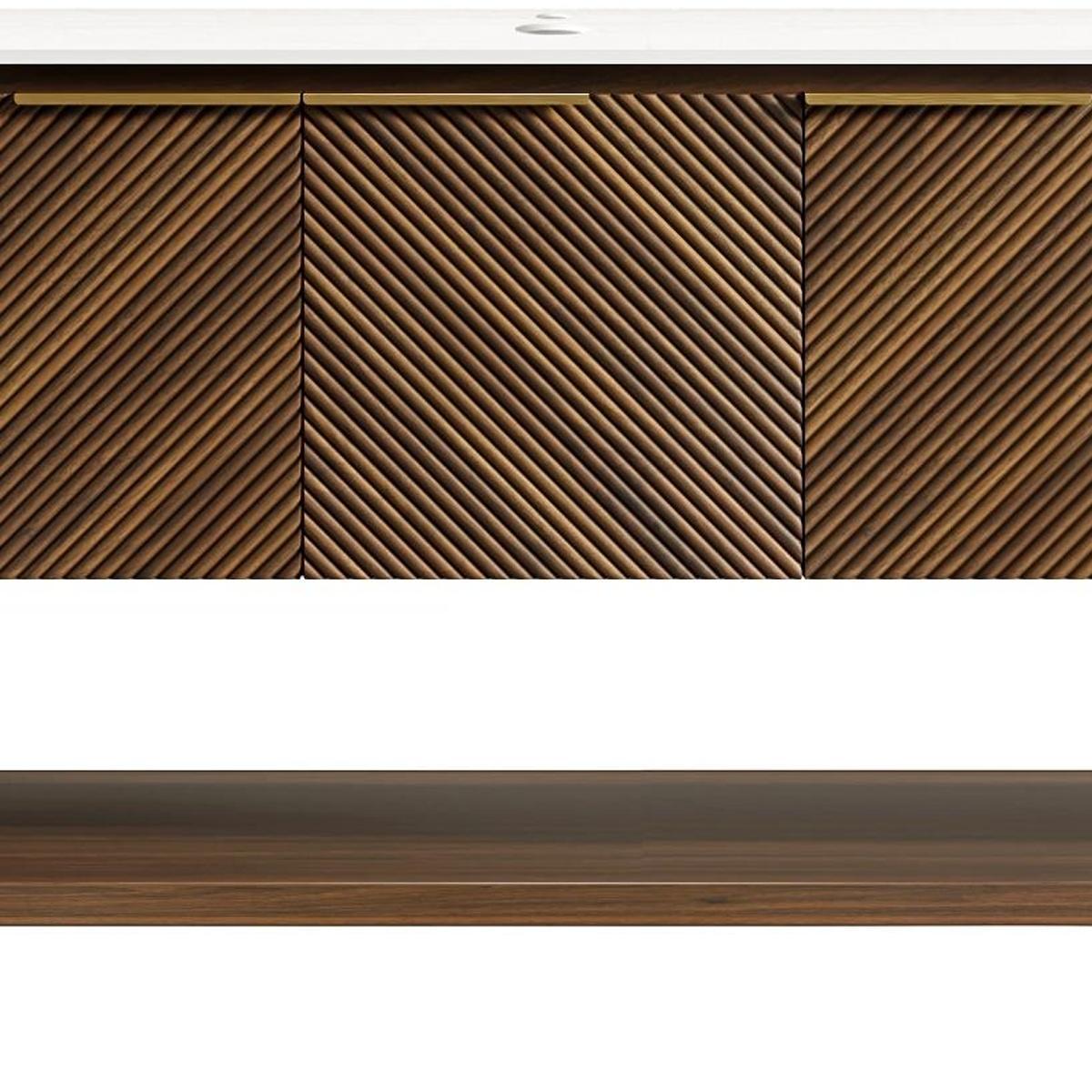 48" Brown Wood Freestanding Three Door Bathroom Vanity - HomeRoots - Flyclothing LLC