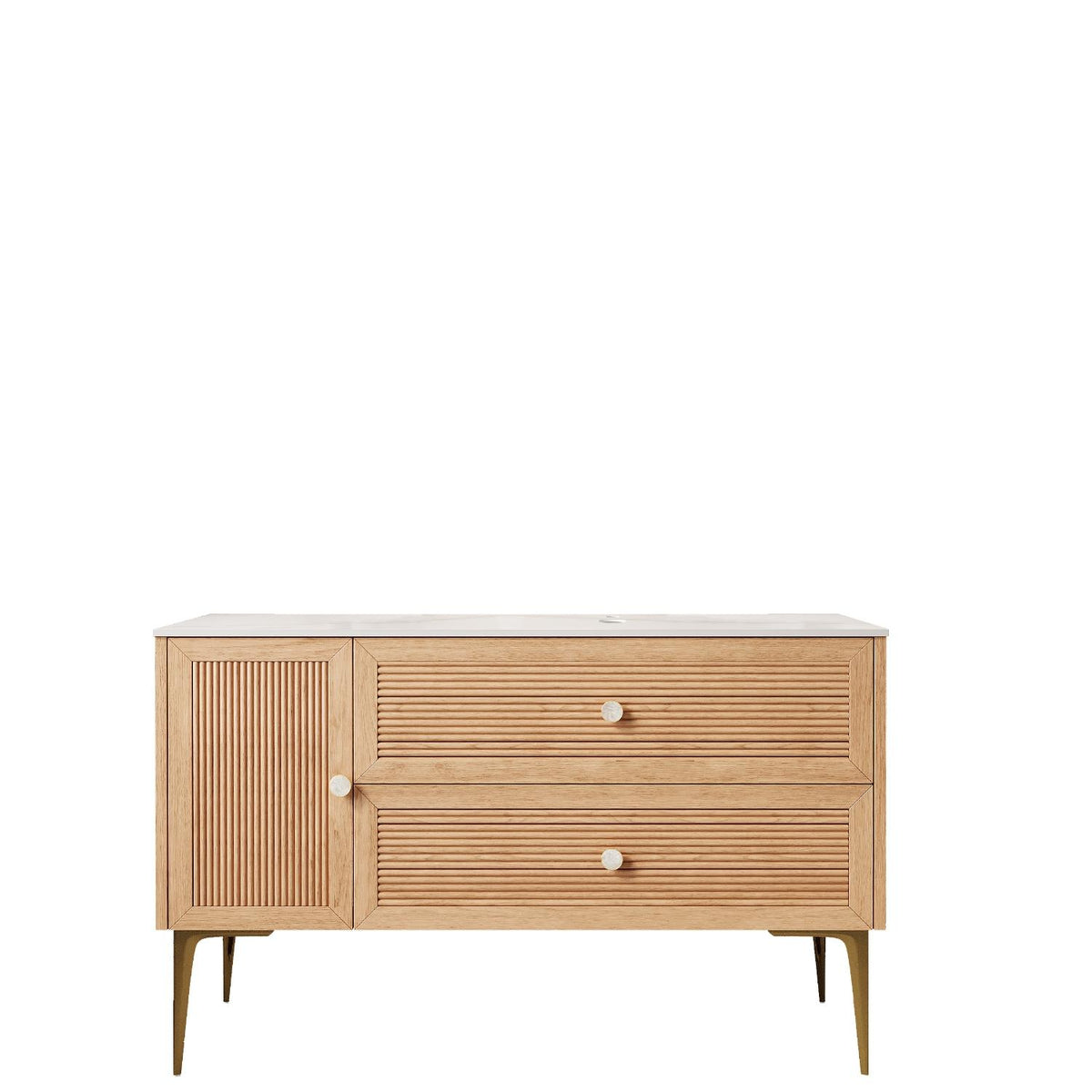 48" Brown Wood Freestanding Single Door Bathroom Vanity And Two Drawers - HomeRoots - Flyclothing LLC