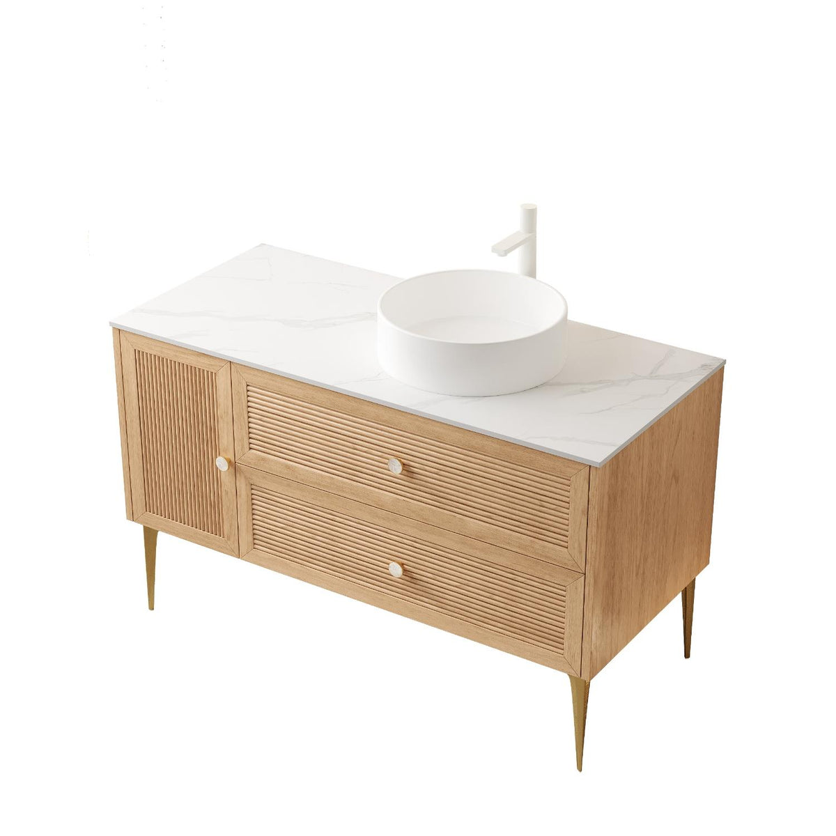 48" Brown Wood Freestanding Single Door Bathroom Vanity And Two Drawers - HomeRoots - Flyclothing LLC