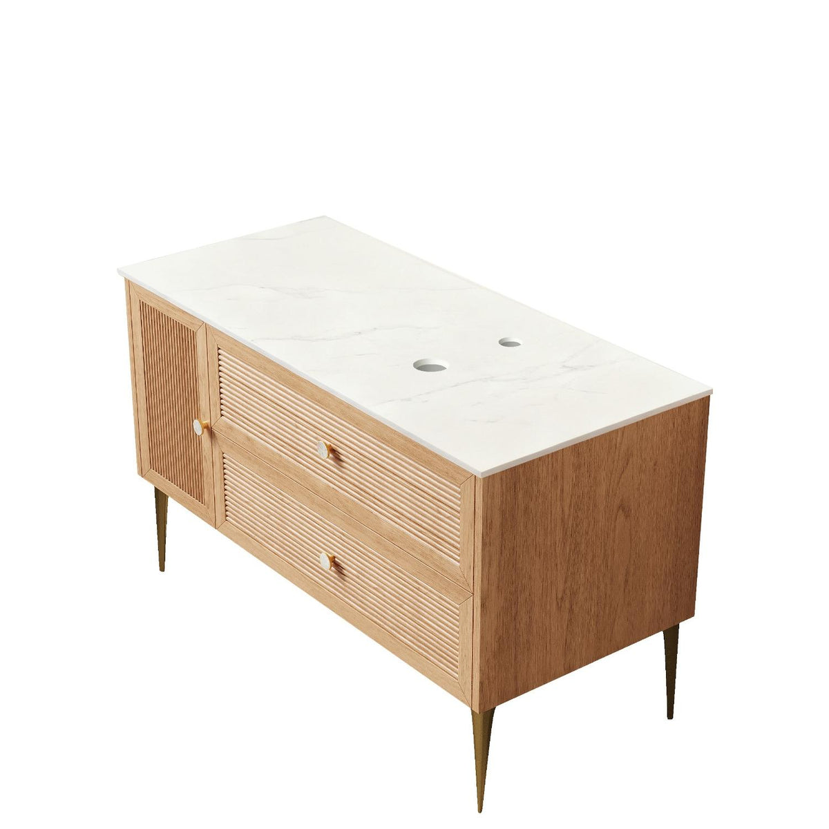 48" Brown Wood Freestanding Single Door Bathroom Vanity And Two Drawers - HomeRoots - Flyclothing LLC