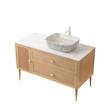 48" Brown Wood Freestanding Single Door Bathroom Vanity And Two Drawers - HomeRoots - Flyclothing LLC