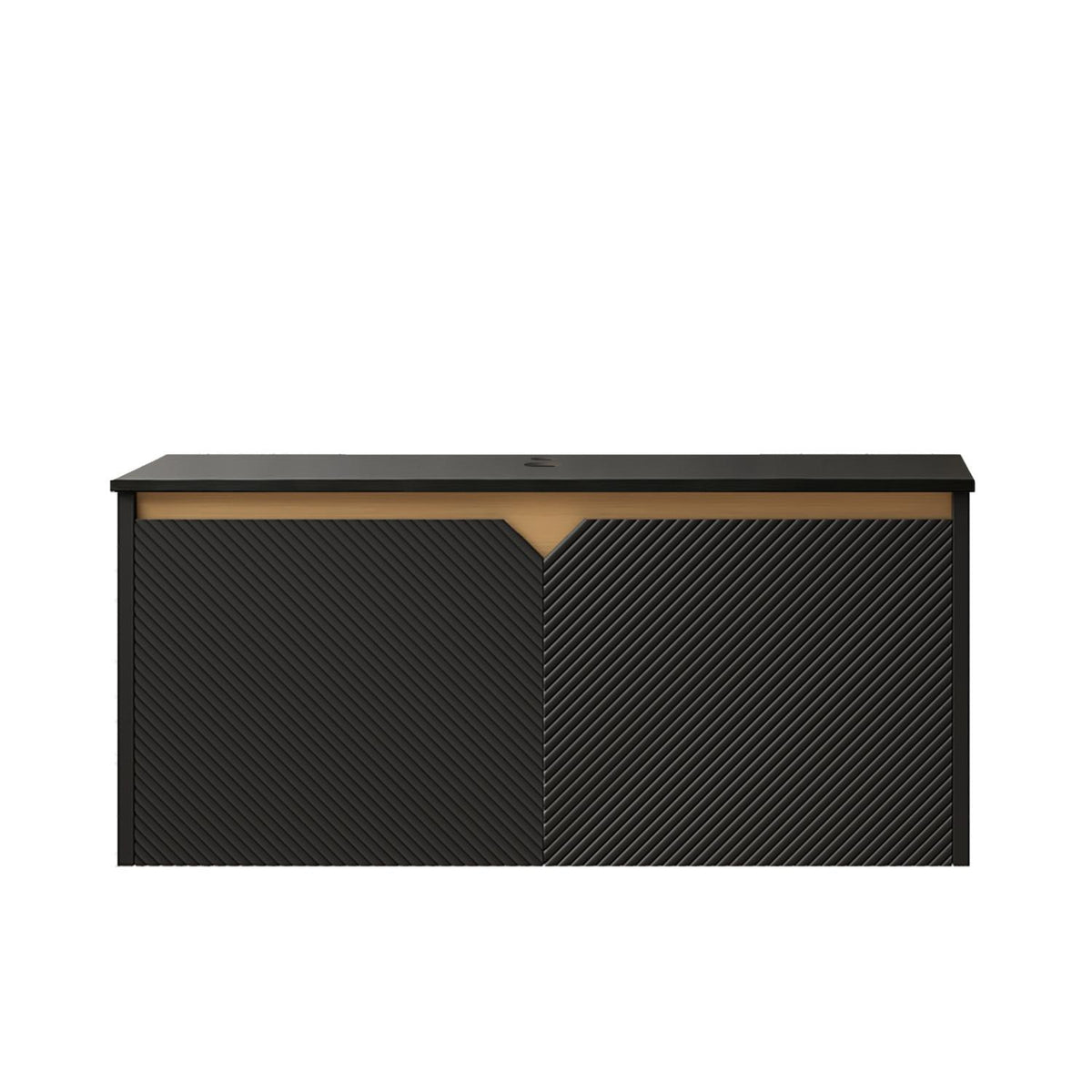 36" Black Wood Floating Double Door Bathroom Vanity - HomeRoots - Flyclothing LLC