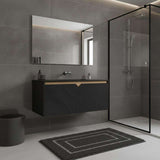 36" Black Wood Floating Double Door Bathroom Vanity - HomeRoots - Flyclothing LLC