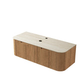 48" Brown Wood Floating Bathroom Vanity And Two Drawers