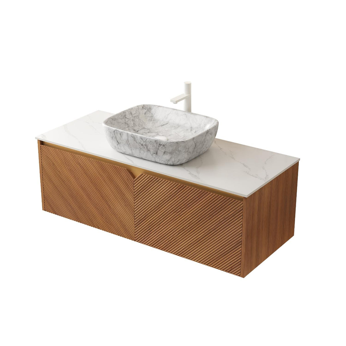 48" Brown Wood Floating Double Door Bathroom Vanity - HomeRoots - Flyclothing LLC