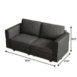 64" Dark Gray And Black Chenille Modular Loveseat With Storage - HomeRoots - Flyclothing LLC