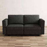 64" Dark Gray And Black Chenille Modular Loveseat With Storage - HomeRoots - Flyclothing LLC