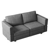 64" Light Gray And Black Chenille Modular Loveseat With Storage