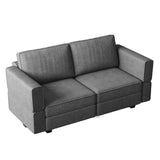 64" Light Gray And Black Chenille Modular Loveseat With Storage - HomeRoots - Flyclothing LLC