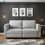 64" Light Gray And Black Chenille Modular Loveseat With Storage - HomeRoots - Flyclothing LLC