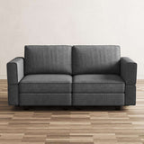 64" Light Gray And Black Chenille Modular Loveseat With Storage - HomeRoots - Flyclothing LLC