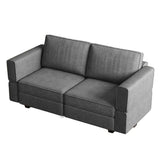 64" Light Gray And Black Chenille Modular Loveseat With Storage - HomeRoots - Flyclothing LLC