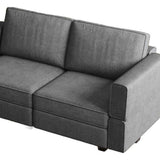 64" Light Gray And Black Chenille Modular Loveseat With Storage - HomeRoots - Flyclothing LLC
