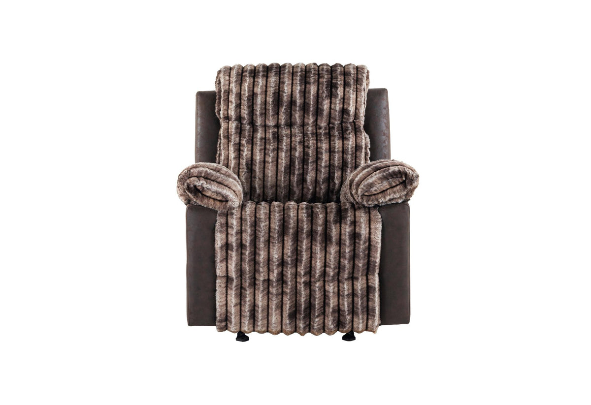 37" Brown Corduroy And Fabric Manual Recliner