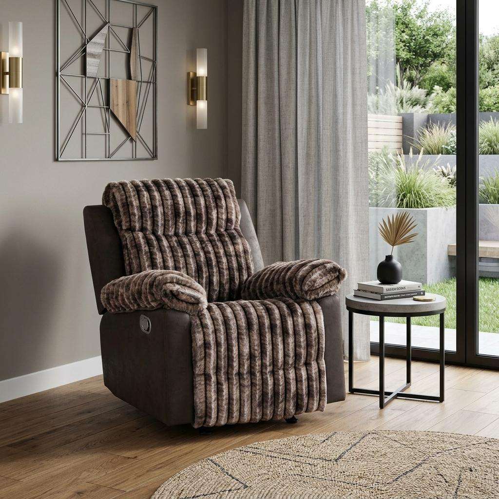 37" Brown Corduroy And Fabric Manual Recliner - HomeRoots - Flyclothing LLC