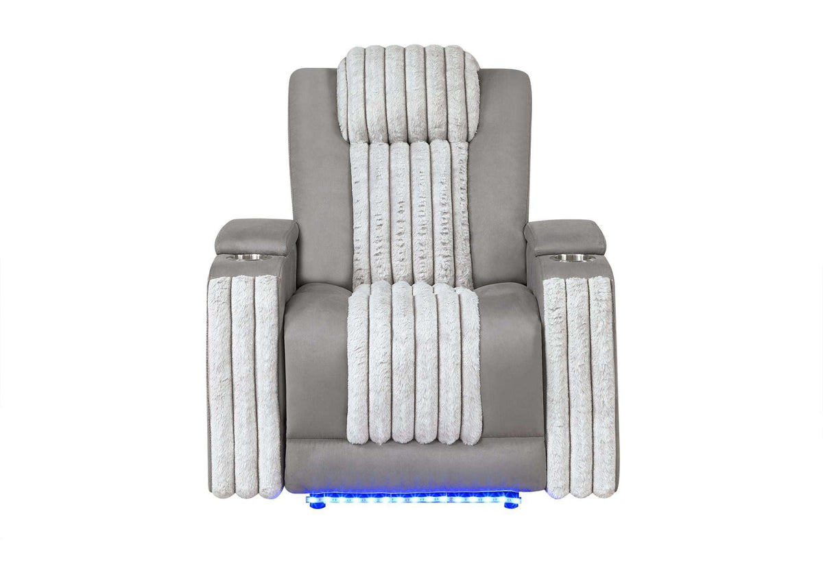 37" Gray Microfiber Power Home Theater Recliner - HomeRoots - Flyclothing LLC