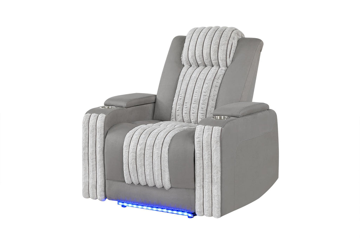 37" Gray Microfiber Power Home Theater Recliner - HomeRoots - Flyclothing LLC