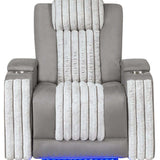 37" Gray Microfiber Power Home Theater Recliner - HomeRoots - Flyclothing LLC