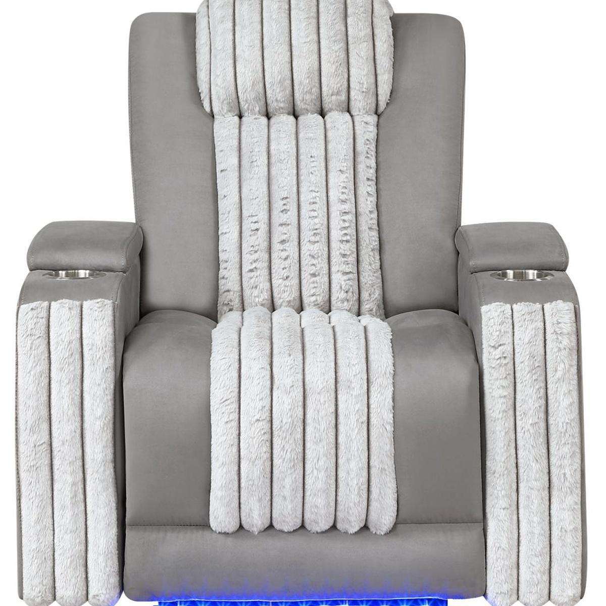 37" Gray Microfiber Power Home Theater Recliner - HomeRoots - Flyclothing LLC