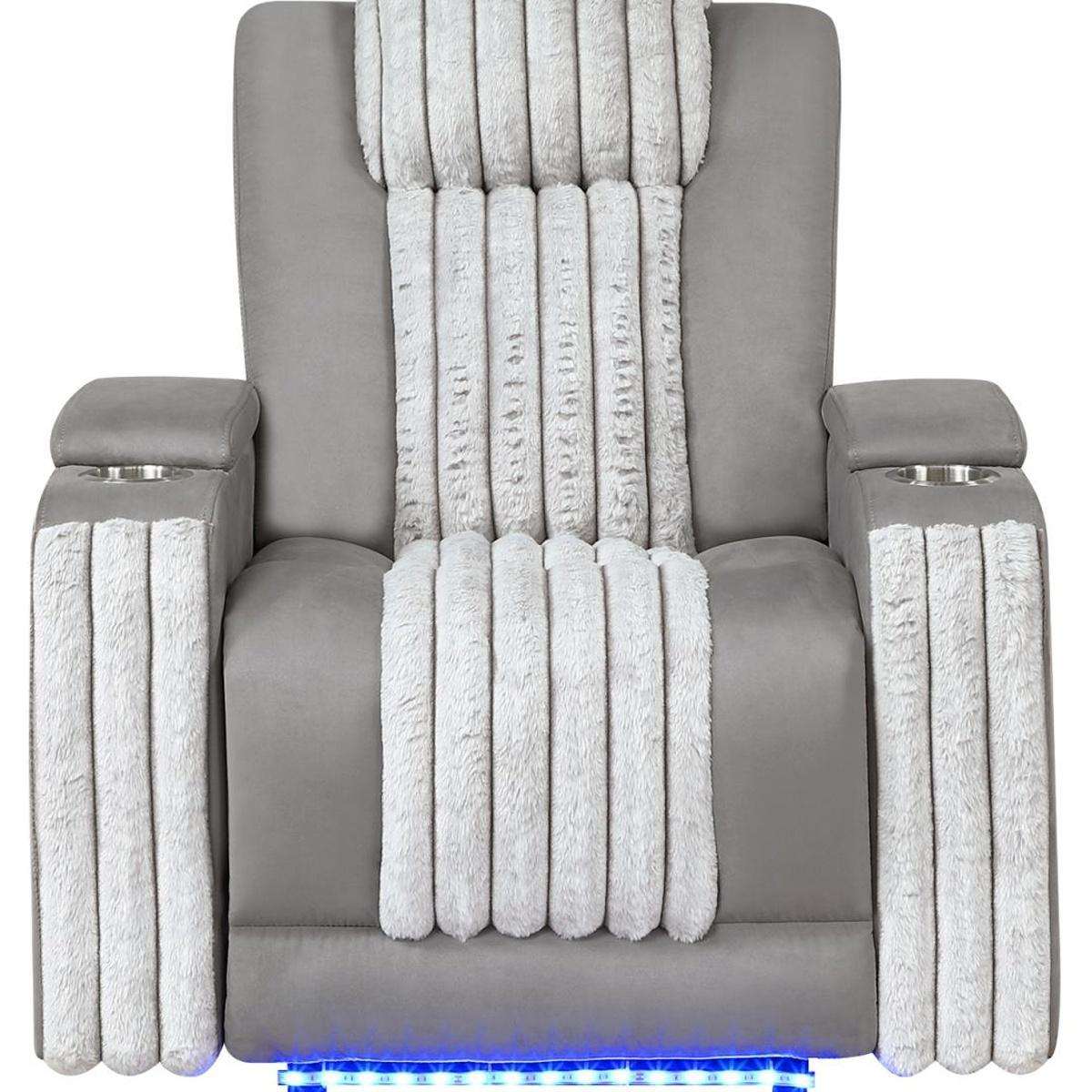37" Gray Microfiber Power Home Theater Recliner - HomeRoots - Flyclothing LLC
