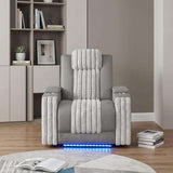 37" Gray Microfiber Power Home Theater Recliner - HomeRoots - Flyclothing LLC