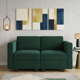 64" Green And Black Velvet Modular Loveseat With Storage - HomeRoots - Flyclothing LLC