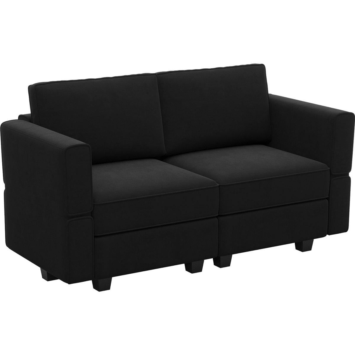 64" Black Velvet Loveseat With Storage and Toss Pillows - HomeRoots - Flyclothing LLC