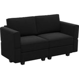 64" Black Velvet Loveseat With Storage and Toss Pillows - HomeRoots - Flyclothing LLC
