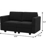 64" Black Velvet Loveseat With Storage and Toss Pillows - HomeRoots - Flyclothing LLC