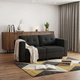 64" Dark Gray And Black Linen Blend Modular Loveseat With Storage - HomeRoots - Flyclothing LLC