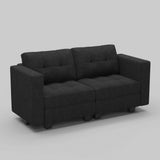 64" Dark Gray And Black Linen Blend Modular Loveseat With Storage - HomeRoots - Flyclothing LLC