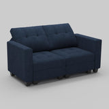 64" Blue And Black Linen Blend Modular Loveseat With Storage and Toss Pillows - HomeRoots - Flyclothing LLC