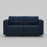 64" Blue And Black Linen Blend Modular Loveseat With Storage and Toss Pillows - HomeRoots - Flyclothing LLC