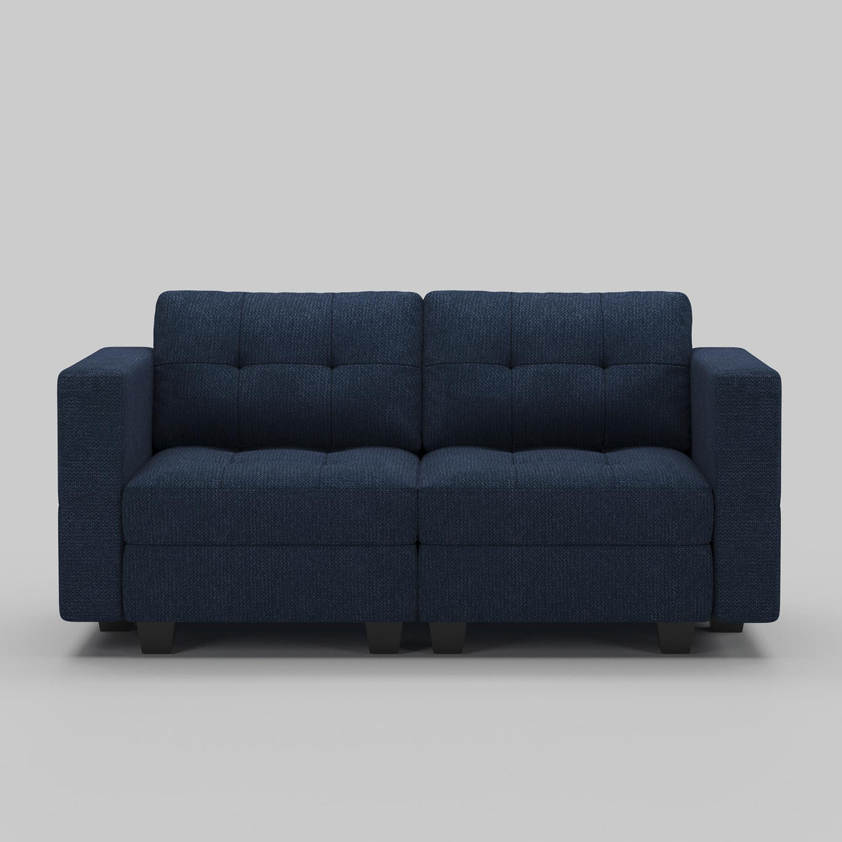64" Blue And Black Linen Blend Modular Loveseat With Storage and Toss Pillows - HomeRoots - Flyclothing LLC