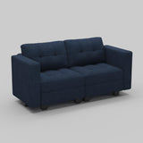 64" Blue And Black Linen Blend Modular Loveseat With Storage and Toss Pillows - HomeRoots - Flyclothing LLC