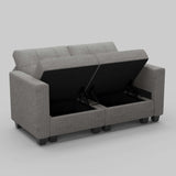 64" Light Gray And Black Linen Blend Loveseat With Storage - HomeRoots - Flyclothing LLC