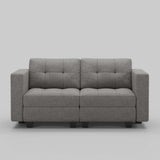 64" Light Gray And Black Linen Blend Loveseat With Storage - HomeRoots - Flyclothing LLC