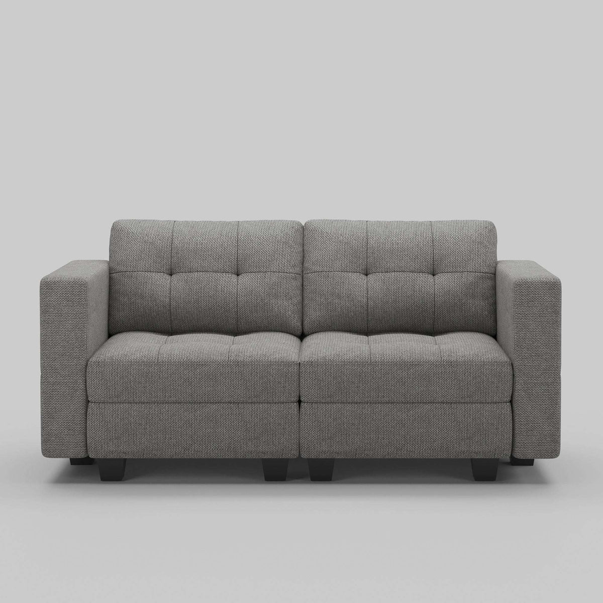 64" Light Gray And Black Linen Blend Loveseat With Storage - HomeRoots - Flyclothing LLC