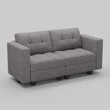 64" Light Gray And Black Linen Blend Loveseat With Storage - HomeRoots - Flyclothing LLC