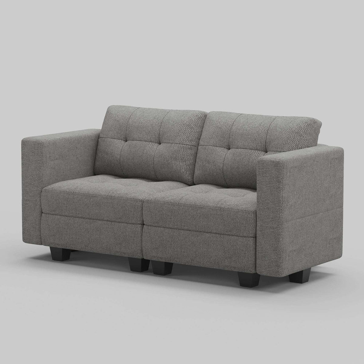 64" Light Gray And Black Linen Blend Loveseat With Storage - HomeRoots - Flyclothing LLC