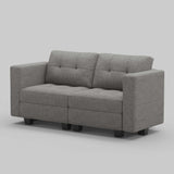 64" Light Gray And Black Linen Blend Loveseat With Storage - HomeRoots - Flyclothing LLC