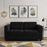 64" Black Velvet Modular Loveseat With Storage - HomeRoots - Flyclothing LLC
