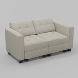 64" Beige And Black Velvet Modular Loveseat With Storage - HomeRoots - Flyclothing LLC