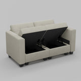 64" Beige And Black Velvet Modular Loveseat With Storage - HomeRoots - Flyclothing LLC