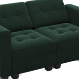 64" Green And Black Velvet Loveseat With Storage and Toss Pillows - HomeRoots - Flyclothing LLC